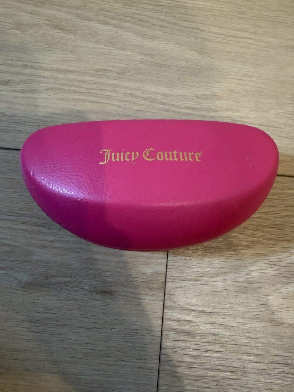 Juicy Couture Sunglass Eyeglass Case Hot Pink Hard Shell Gold Metallic Logo